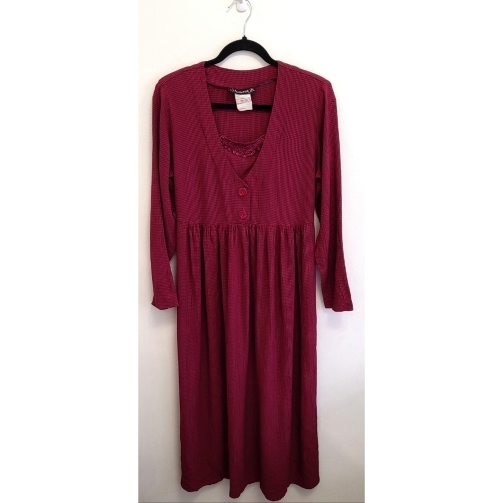 Vintage Raspberry Red Gingham Prairie Dress